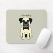 Tapis De Souris J'adore mon Pug (Avec souris)