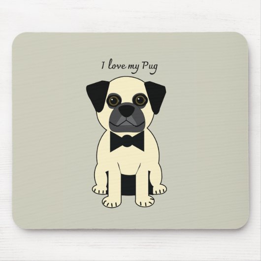 Tapis De Souris J'adore mon Pug (Devant)