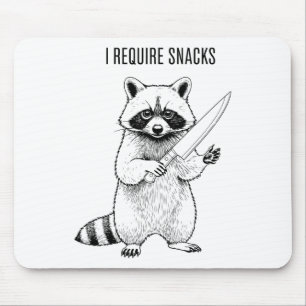 Tapis De Souris J'Ai Besoin De Snacks Raccoon Drôle Halloween Retr