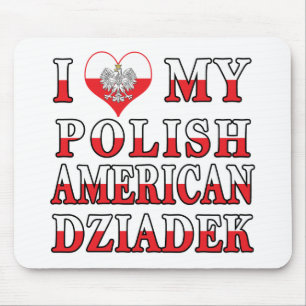 Tapis De Souris J'Ai Coeur Mon Polonais Américain Dziadek