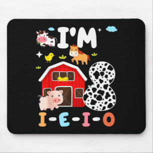 Tapis De Souris J'ai huit ans I-e-i-o 8 ans animal de la ferme 8èm