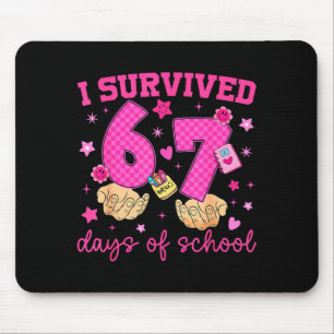 Tapis De Souris J'ai survécu 67 jours d'école drôle mème garçon fi