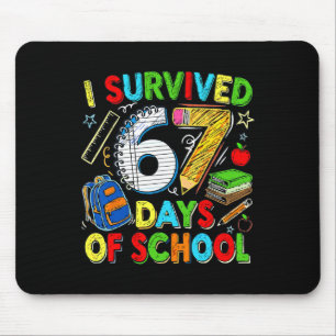 Tapis De Souris J'ai Survécu 67 Jours D'école Drôle Six Sept Ensei