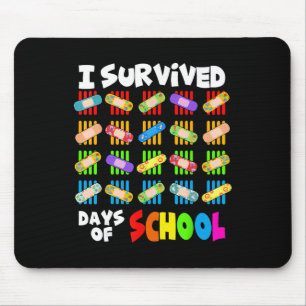 Tapis De Souris J'ai survécu à 100 jours d'école enseignant et enf