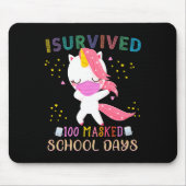 Tapis De Souris J'Ai Survécu À 100 Jours Scolaires Masqués Dabbing (Devant)