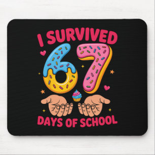 Tapis De Souris J'ai survécu à 67 jours d'école Enseignant Enfants