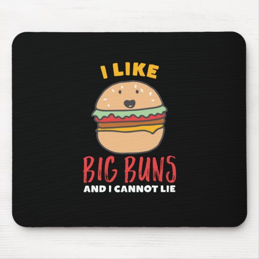Tapis De Souris J'aime Big Buns Funny Burger et Fast Food Puns (Devant)