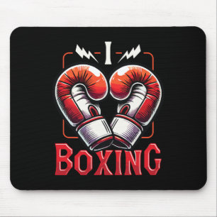 Tapis De Souris J'aime Boxing Red Boxing Gants Heartshape Love Bo