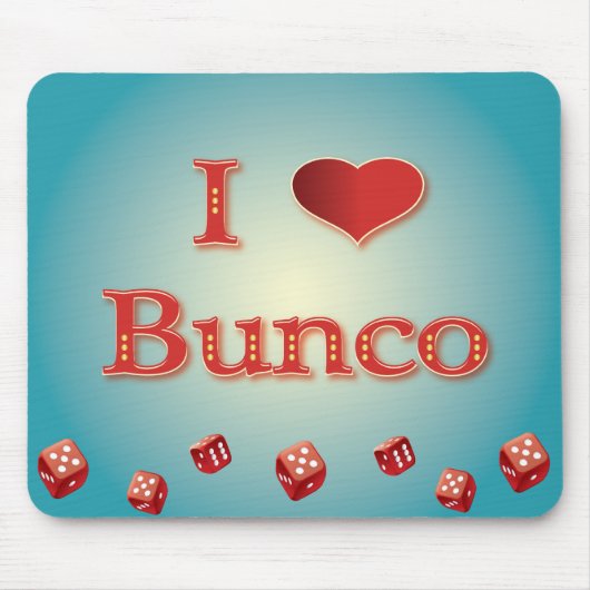 Tapis De Souris J'aime Bunco en rouge avec les matrices rouges (Devant)