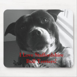 Tapis De Souris J'aime des bulls-terrier du Staffordshire !
