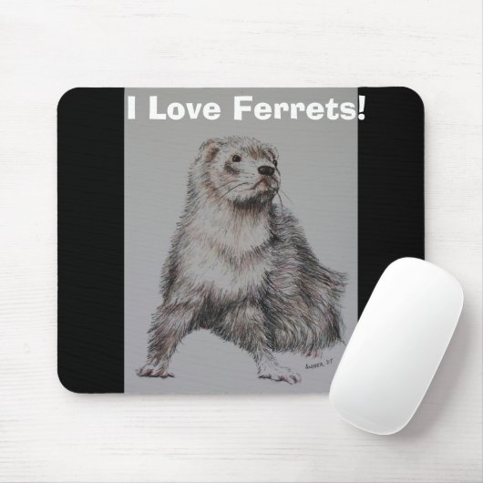 Tapis De Souris J'aime des furets ! Mousepad (Avec souris)