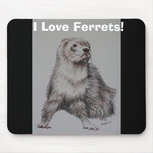 Tapis De Souris J'aime des furets ! Mousepad (Devant)