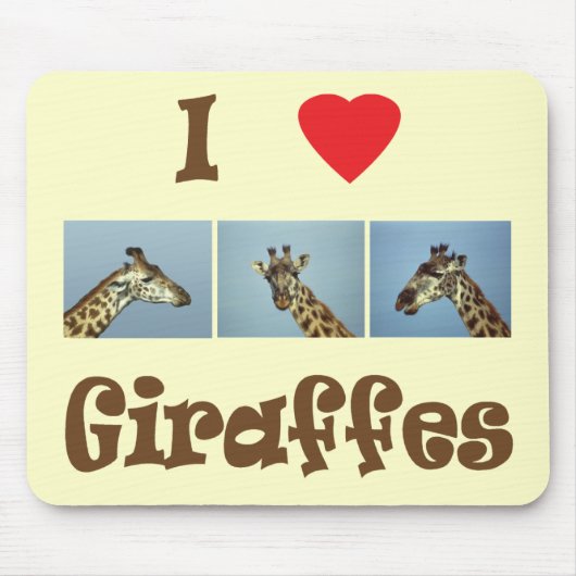 Tapis De Souris J'aime des girafes (Devant)