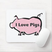 Tapis De Souris J'aime des porcs (Avec souris)