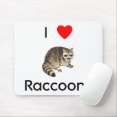 Tapis De Souris J'aime des ratons laveurs Mousepad (Avec souris)