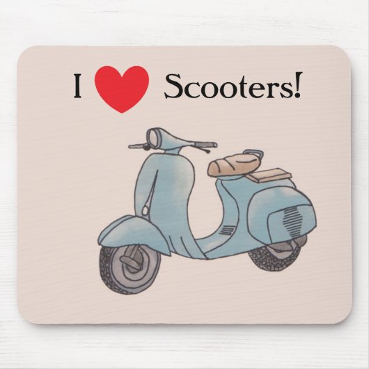 Tapis De Souris J'aime des scooters ! Mousepad (Devant)