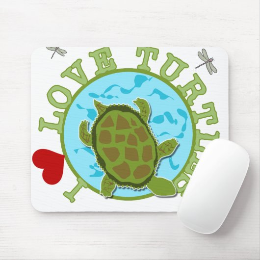 Tapis De Souris J'aime des tortues (Avec souris)