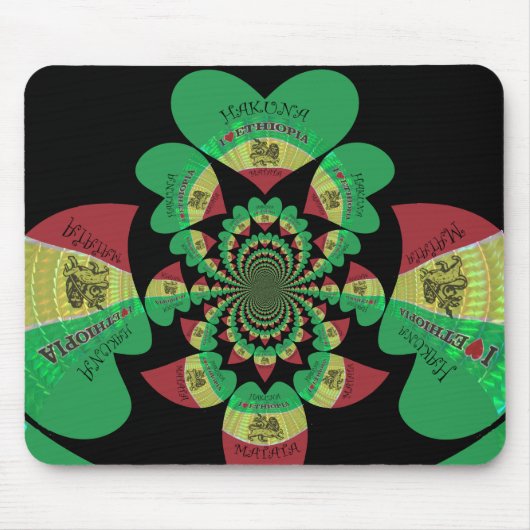 Tapis De Souris J'aime Ethiopie Beaux Coeurs Couleurs (Devant)
