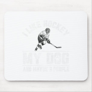 Tapis De Souris J'aime Hockey Mon Chien Et Peut-être 3 Personnes D