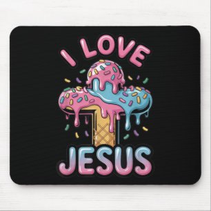 Tapis De Souris J'Aime Jésus Enfants Crème Glacée Chrétienne Garço