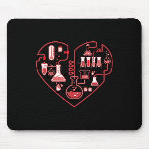 Tapis De Souris J'aime la chimie du cœur scientifique pour l'ensei