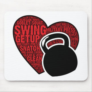 TAPIS DE SOURIS J'AIME LA CONCEPTION DE KETTLEBELL