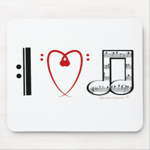 Tapis De Souris J'aime la musique (les notes de coeur d'I)