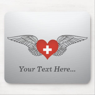 Tapis De Souris J'aime la Suisse - ailes