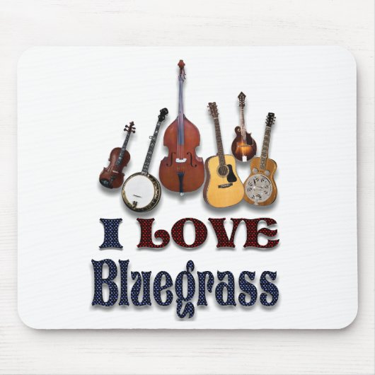 TAPIS DE SOURIS J'AIME LE BLUEGRASS MOUSEPAD (Devant)