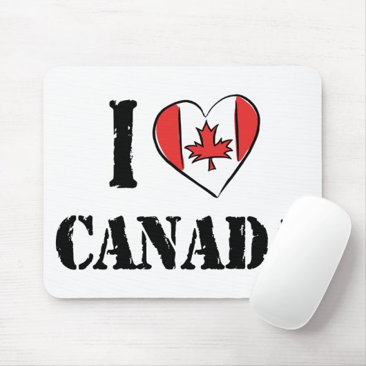 Tapis De Souris J'aime le Canada (Avec souris)