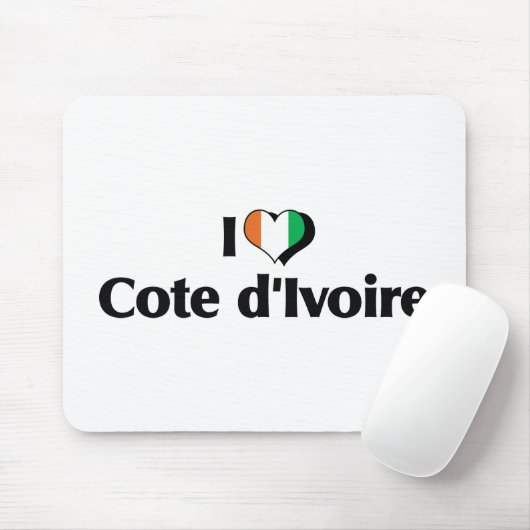 Tapis De Souris J'Aime Le Drapeau De Côte D'Ivoire (Avec souris)