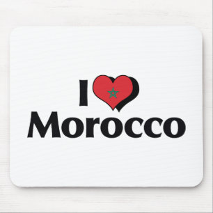 Tapis De Souris J'aime le drapeau du Maroc