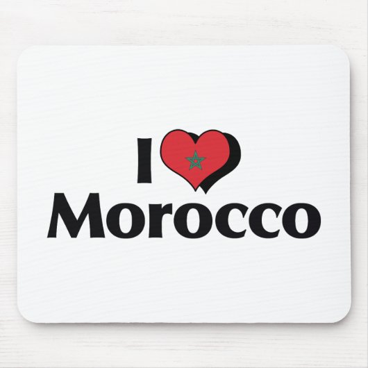 Tapis De Souris J'aime le drapeau du Maroc (Devant)