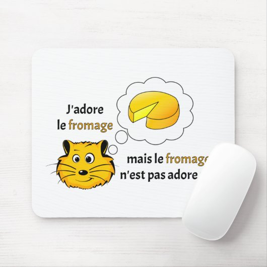 Tapis De Souris J'aime le fromage (Avec souris)