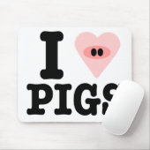 Tapis De Souris j'aime le mousepad de porcs (Avec souris)