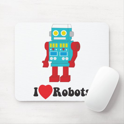 Tapis De Souris J'aime le mousepad de robots (Avec souris)