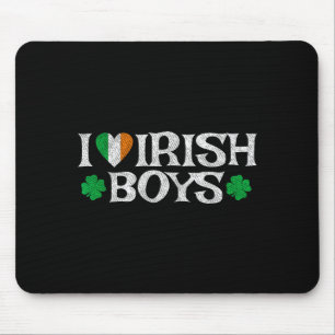 Tapis De Souris J'aime les garçons irlandais Cœur de trèfle chance