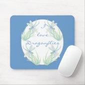 Tapis De Souris J'aime les libellules en bleu et vert (Avec souris)