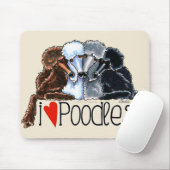 Tapis De Souris J'Aime Les Poodles (Avec souris)