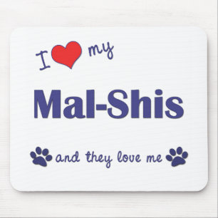 Tapis De Souris J'aime ma CMA-Shis (les chiens multiples)
