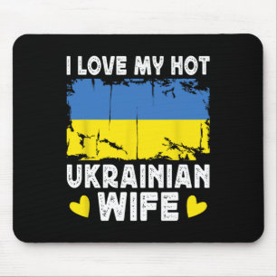 Tapis De Souris J'aime ma femme ukrainienne chaude Conjoint Drapea