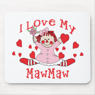 Tapis De Souris J'aime ma poupée et coeurs de chiffon de MawMaw