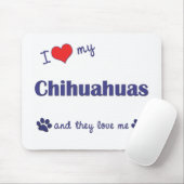 Tapis De Souris J'aime mes chiwawas (les chiens multiples) (Avec souris)