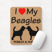 Tapis De Souris J'Aime Mes Deux Chiens Beagle Élevant Mousepad (Avec souris)