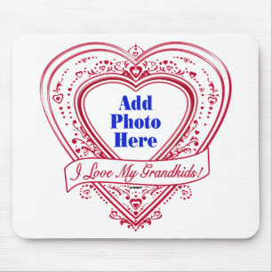 Tapis De Souris J'Aime Mes Petits-Enfants ! Photo Red Hearts