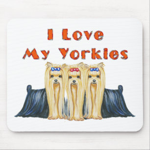 Tapis De Souris J'Aime Mes Yorkies Art Design Mousepad