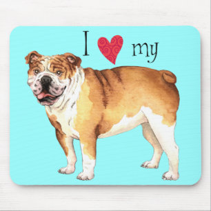 Tapis De Souris J'aime mon Bulldog