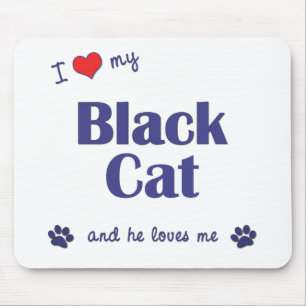 Tapis De Souris J'aime mon chat noir (le chat masculin)