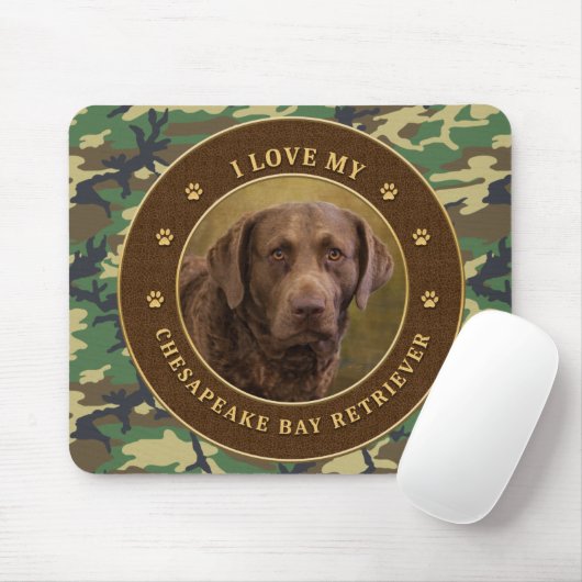 Tapis De Souris J'Aime Mon Chesapeake Bay Retriever Cammo Souris P (Avec souris)