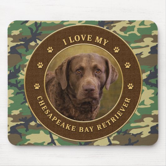 Tapis De Souris J'Aime Mon Chesapeake Bay Retriever Cammo Souris P (Devant)